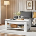 thumbnail image 4 of CRXX Lift Top Coffee Table with Hidden Compartment and Storage Shelf, Rising Tabletop Dining Table for Living Room Reception Room, 47.5in L, White, 4 of 10