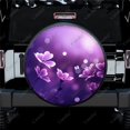 thumbnail image 1 of Purple And White Floral Pattern Polyester Universal Spare Wheel Tire Cover Wheel Covers for Trailer RV SUV Truck Camper, 1 of 5