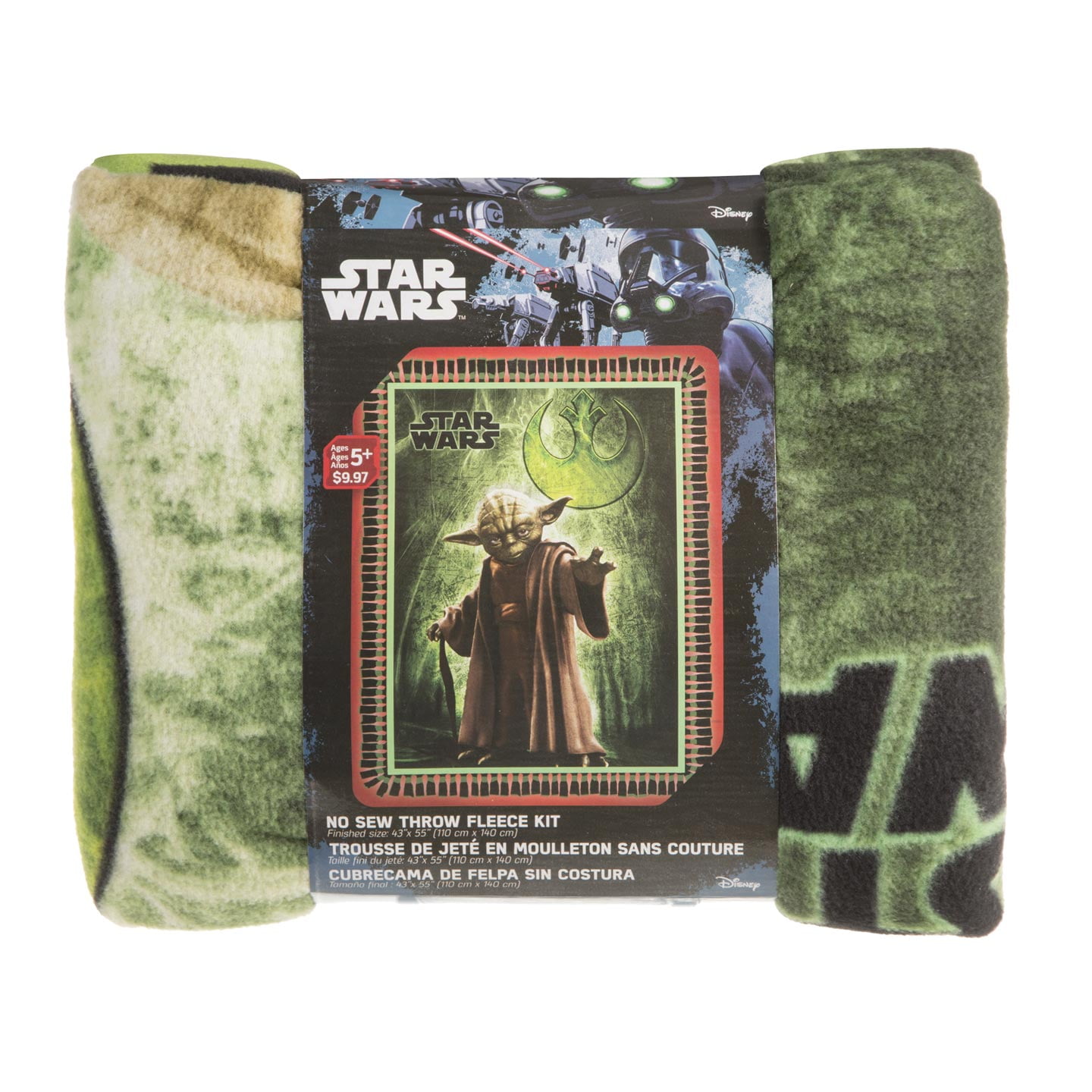 Star Wars Yoda NoSew Fleece Blanket Kit, 48 x 60 inches
