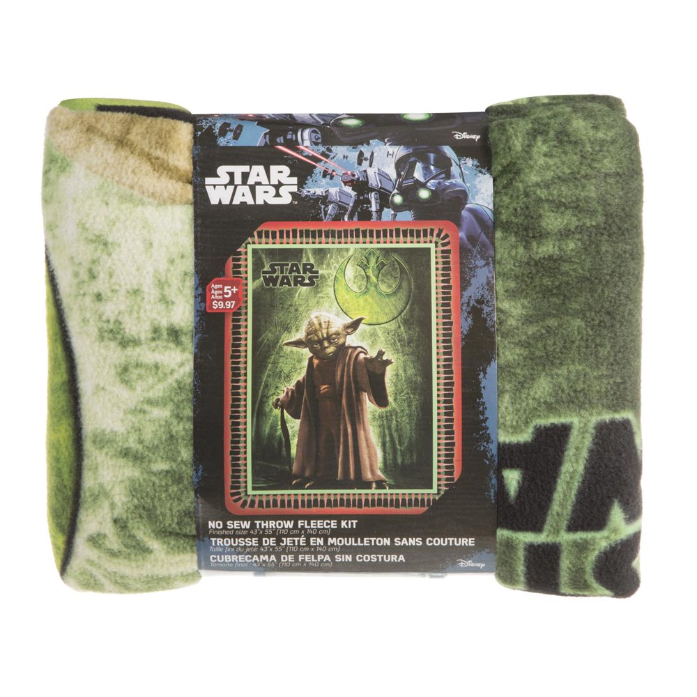Star Wars Yoda NoSew Fleece Blanket Kit, 48 x 60 inches