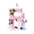 thumbnail image 2 of Acrylic Letter Christmas Ornament Pink Snowman Monogram Hanging Decoration with Initial for Xmas Tree Gift for Friends (3.15In), 2 of 7