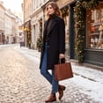 thumbnail image 7 of Minjewel Womens Mid Length Wool Blend Coat Notch Lapel Collar Retro Casual Outerwear for Winter Everyday,Black L, 7 of 7