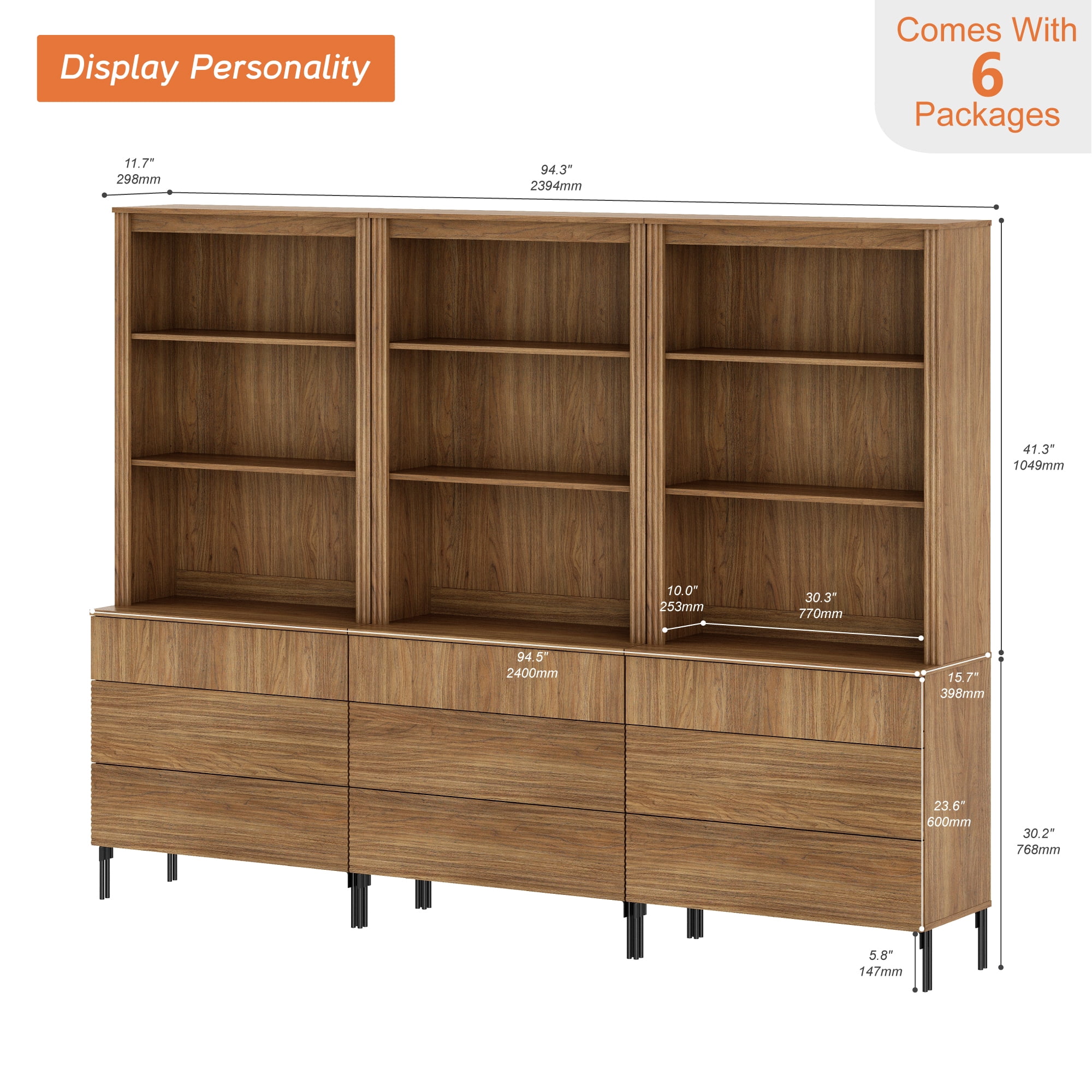 4-In-1 71"H Tall Kitchen Pantry Storage Cabinet,Large Mid-Century Modern Sideboard Buffet Cabinet Set Of 4 With Drawers And Shelves For Kitchen
