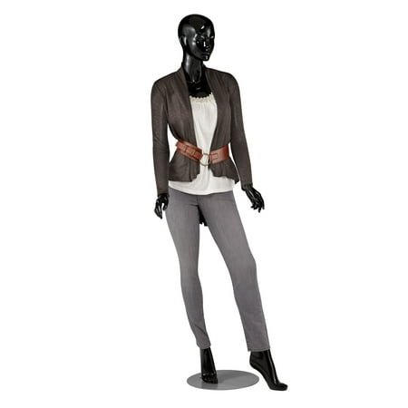 SSWBasics Mannequin Full Body Female Glossy Black Cameo Fiberglass with Base Height 5'10" - Full Body Mannequin Female Display