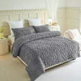 thumbnail image 2 of JML 3 Piece Sherpa Blanket For Bed,Winter Warm 3 Ply Fleece Borrego Blanket,Queen 75"x83",Grey, 2 of 8