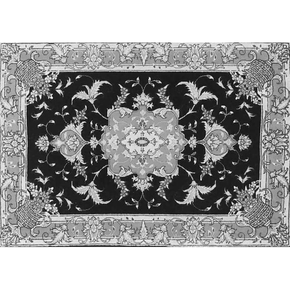 Ahgly Company Indoor Rectangle Medallion Gray Traditional Area Rugs, 2' x 3'