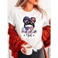 thumbnail image 1 of Tropical Independence Print Crew Neck T-Shirt - Soft Cotton, Micro Elasticity, Regular Length, Casual - Perfect for Summer & Spring, Womens Clothing, 1 of 6