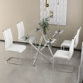 thumbnail image 2 of 71 inch Glass Dining Table with Tempered Rectangular Glass Top, Modern Minimalist Glass Rectangle Kitchen Table with 6 Chrome Legs for Home Office Kitchen Dining Room, 6-8 People, 2 of 7