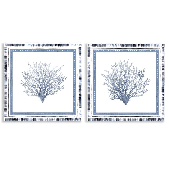 Stupell Industries Maritime Coral Tendrils Animals Painting Unframed Art Print Wall Art, 12 x 12, Set of 2