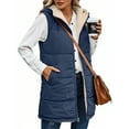 thumbnail image 4 of NAYTOAO Women Long Puffer Vest: Fall Zip up Reversible Fleece Jacket Winter Warm Sleeveless Hooded Coat with Pockets, 4 of 10