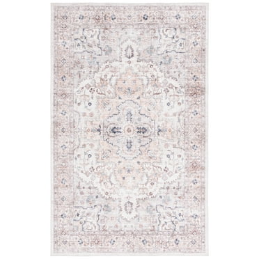 SAFAVIEH Arizona Gorica Distressed Polyester Machine Washable Area Rug, Peach/Beige, 3' x 5'