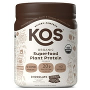 KOS Organic Plant Based Protein Powder, Chocolate, 20g Protein, 10 Servings, 13.75oz, 0.85lb