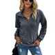 thumbnail image 1 of Jersey de manga larga con cuello con cremallera y dobladillo con puños acanalados, diseño de bolsillo grande, sudadera informal elegante para mujer, gris oscuro S, 1 of 6