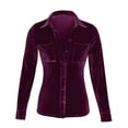 thumbnail image 3 of Velvet Tops for Women Long Sleeve Button Down Vintage Shirts Casual Soft Trendy Spring Jackets Fashion Dressy, 3 of 4
