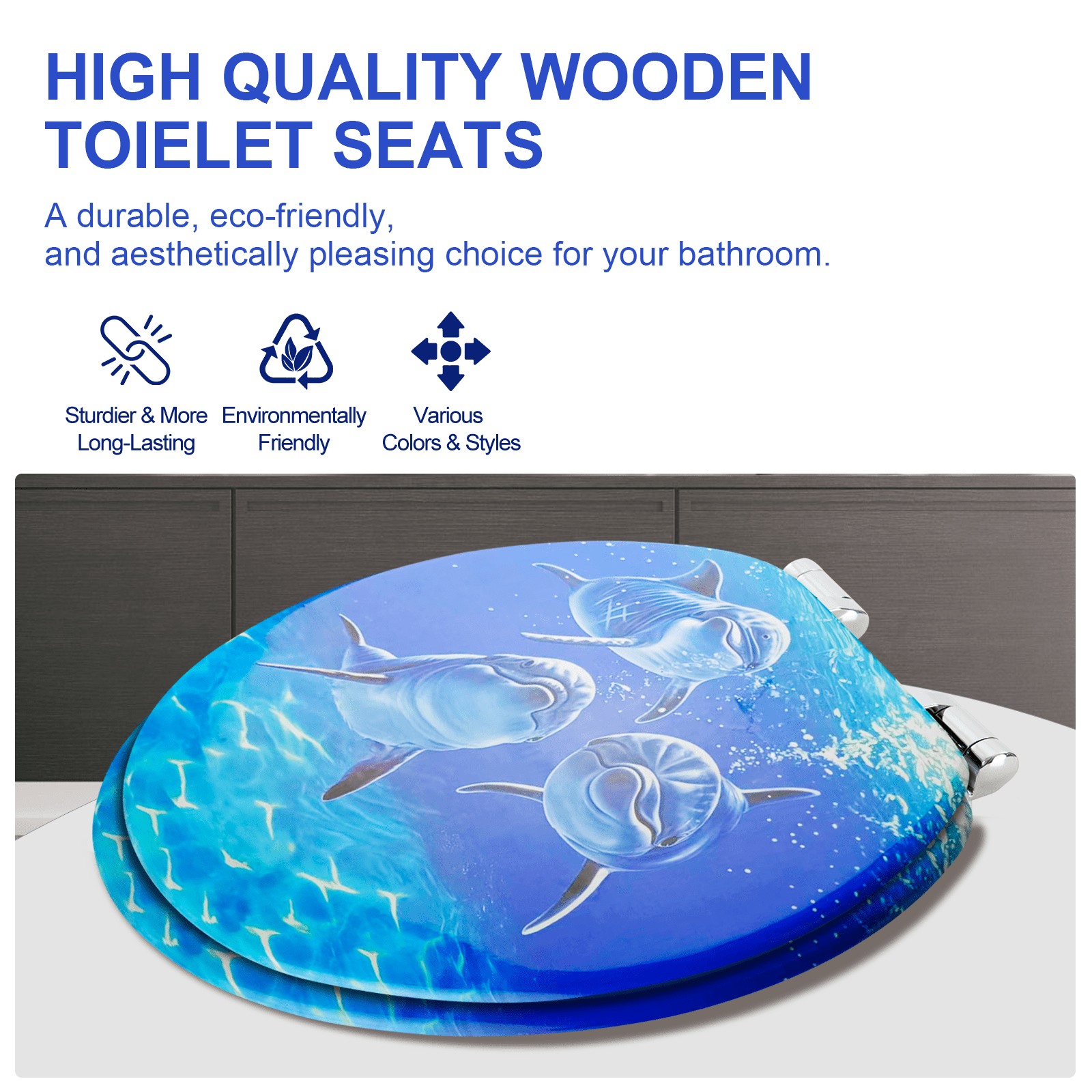 Nastarki Elongated Toilet Seat, Slow Close Wood Toilet Seats, Wooden Toilet Seats with Strong Alloy Hinges