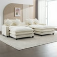 thumbnail image 6 of Sectional Sofa Couch with Two Movable Ottomans and 4 Pillows, Chenille Upholstered TV Sofa&Couch with Two USB Charging Ports and Cup Holders and Storage Box for Living Room Home Theater,Three Colors, 6 of 12