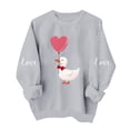 thumbnail image 2 of FAWUUDO Womens Valentines Day Sweatshirt Heart Print Crewneck Long Sleeve Pullover Casual Comfortable Romantic Gift for Her Gray XL, 2 of 7