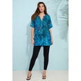 thumbnail image 2 of Roaman's Women's Plus Size Angelina Crinkle Crepe Y-Neck Short Sleeve Tunic, 2 of 6