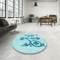 thumbnail image 3 of Ahgly Company Indoor Round Patterned Electric Blue Area Rugs, 8' Round, 3 of 6