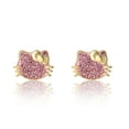 thumbnail image 3 of Sanrio Hello Kitty Womens Rose Crystal Stud Earrings - 18kt Gold Plated Sterling Silver Hello Kitty Earrings Official License, 3 of 4