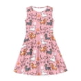 thumbnail image 3 of FOR U DESIGNS Dog Theme Tank Party Dress for Teens Girls 11-12Y Soft Sleeveless Knee Length Skater Dress Outdoor Activities Playwear Youth High Waistline Pleated Dress, Pink, 3 of 6