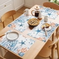 thumbnail image 5 of Blue Starfish Coastal Placemats Set of 6 Summer Ocean Nautical Coral Jellyfish Place Mats Indoor Wipeable Table Mats Washable Dining Table Placemats for Kitchen Holiday Party Home Decor 13x19 Inch, 5 of 9