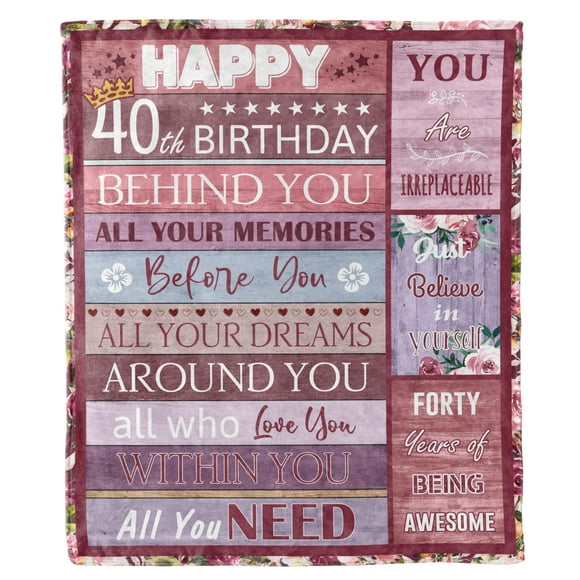 LHSHID Best 40th Birthday Gifts Women Mom Mama Mothers Birthday Decorations 40 Year Old Birthday Gifts Fleece Blanket 30x40in