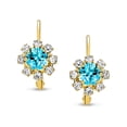 thumbnail image 2 of Bling Jewelry Womens Teal Aqua Blue White CZ Flower Gold Plated Drop Earrings, 2 of 5