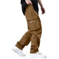 thumbnail image 4 of Ceisia Men's Solid Color Loose Cargo Pants with Multi Pockets & Drawstring Waist Khaki M Gifts, 4 of 9