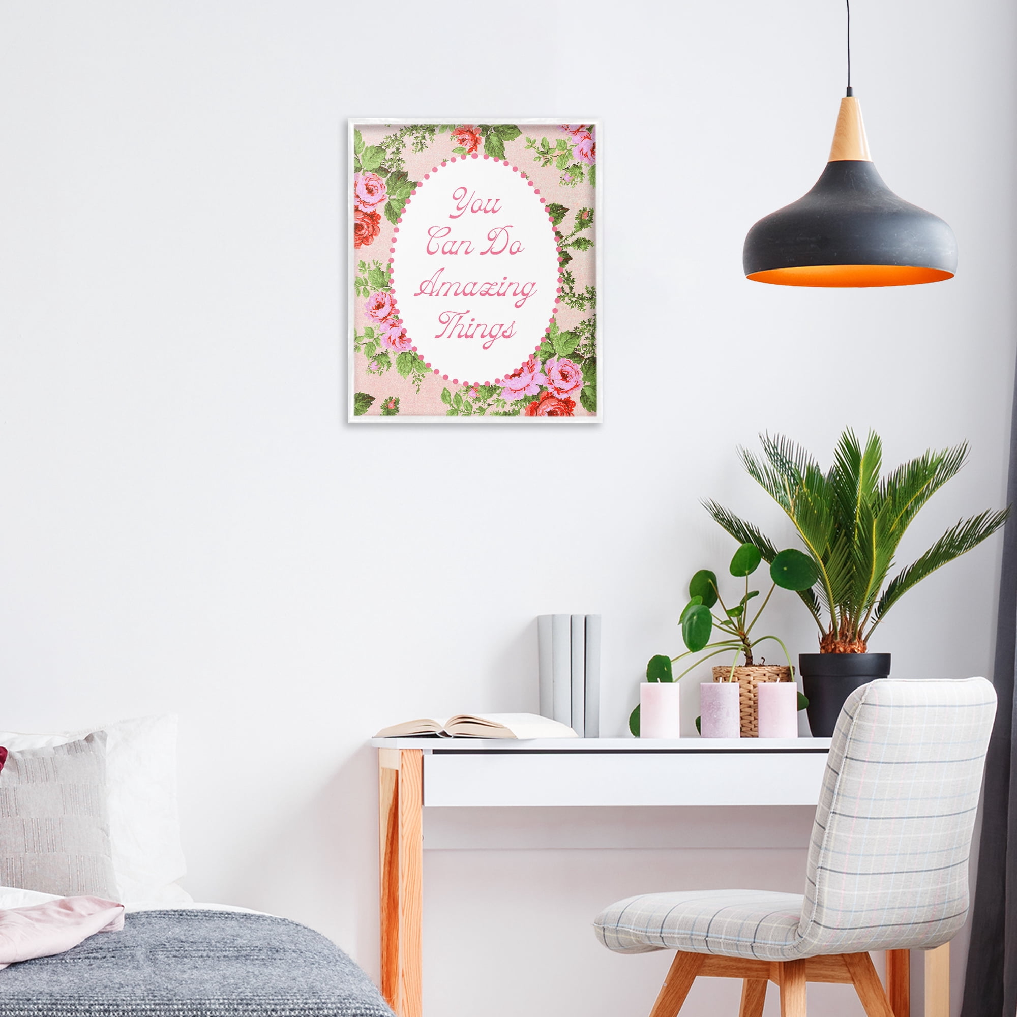 Stupell Industries You Can Do Amazing Things with Vintage Florals White Framed Giclee Art, design by Lil' Rue