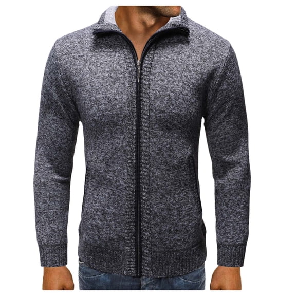 Vedolay Sweaters for Men Solid Color Sweaters Casual Open Front Cardigan Sweater Dark Gray,M