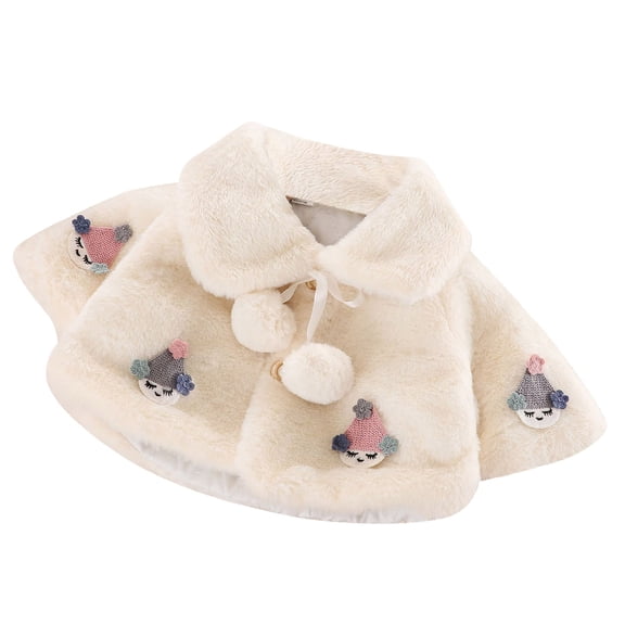 FRSASU Toddler Baby Girls Winter Faux Furs Cape Windproof Coat Warm Cloak White L8