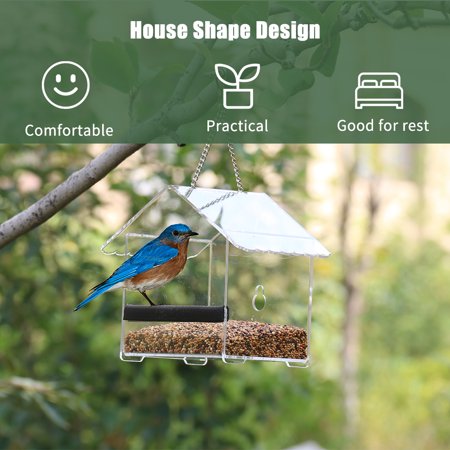 Bird Feeder House Window Bird Feed Box Hanging Parrot Food Feeder
