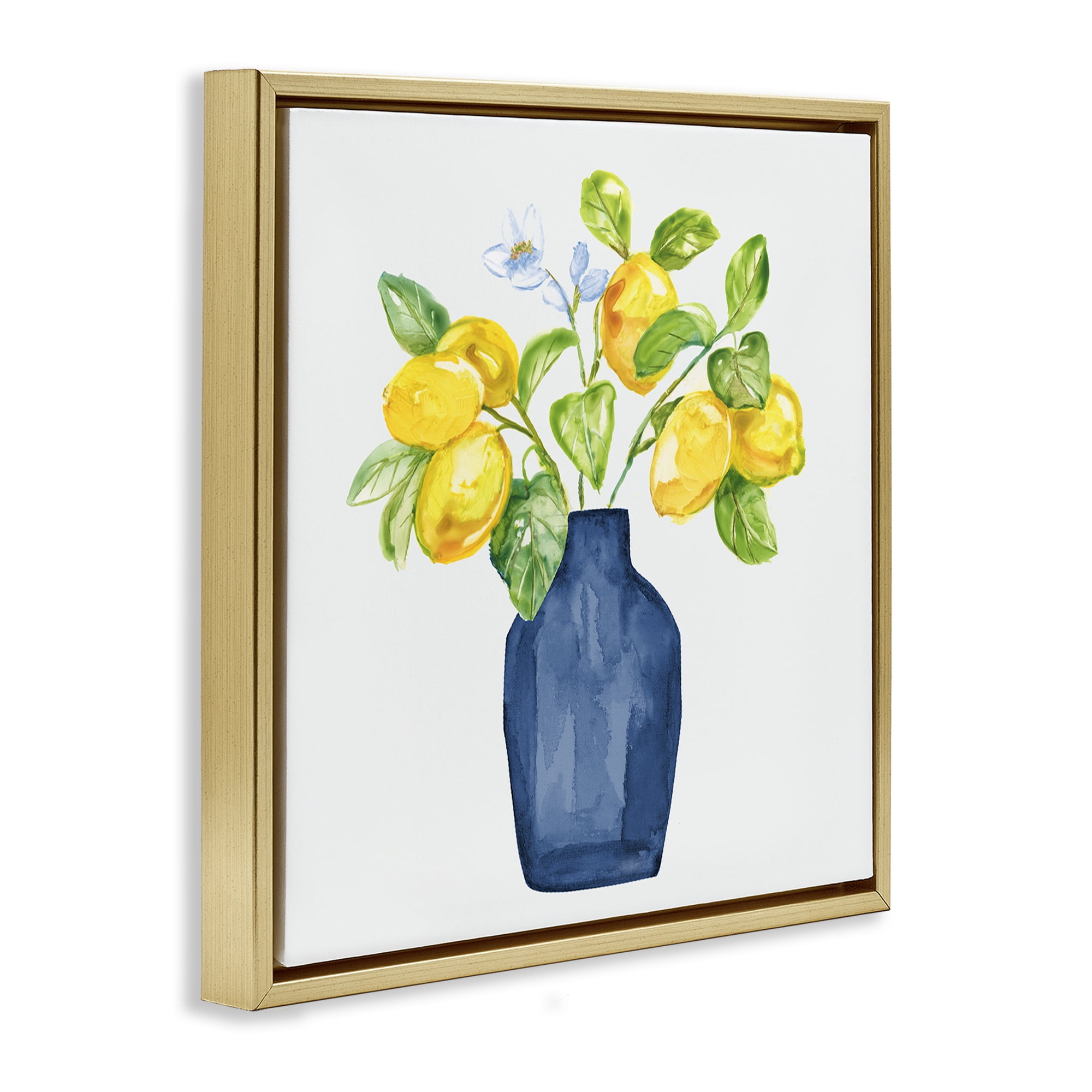 Stupell Industries Lemon Tree Planter Food & Beverage Painting Gold Floater Framed Canvas Art Print Wall Art, 18 x 18
