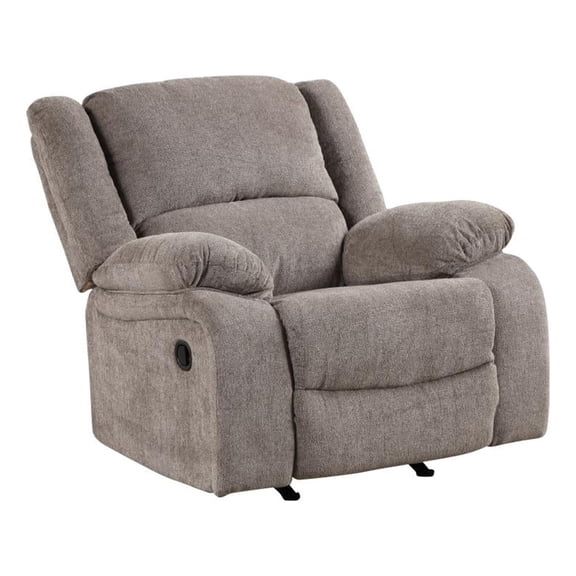 Cem Manual Reclining Chair-Pillow Tufted-Mocha Gray Chenille