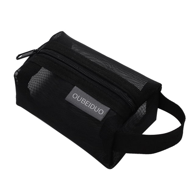 Bolso Sencillo De Nailon Con Tres Compartimentos Cuadrados, Gran Capacidad, Llavero, Tarjetero, Bolsa Transparente Para Guardar Objetos