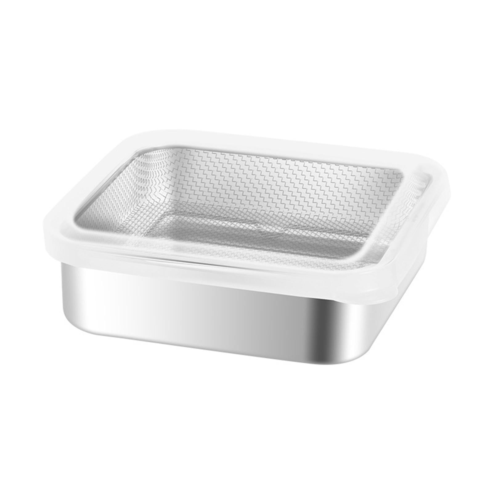 Stainless Steel Container Food Storage Box Colander Set Reusable 1500ml with Airtight Seal for Lettuce and Berries