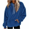thumbnail image 2 of JUSLIO Hoodies for Women Solid with Pockets Shoulder Drop Fleece Long Sleeved Hooded Sweatshirts, 2 of 5