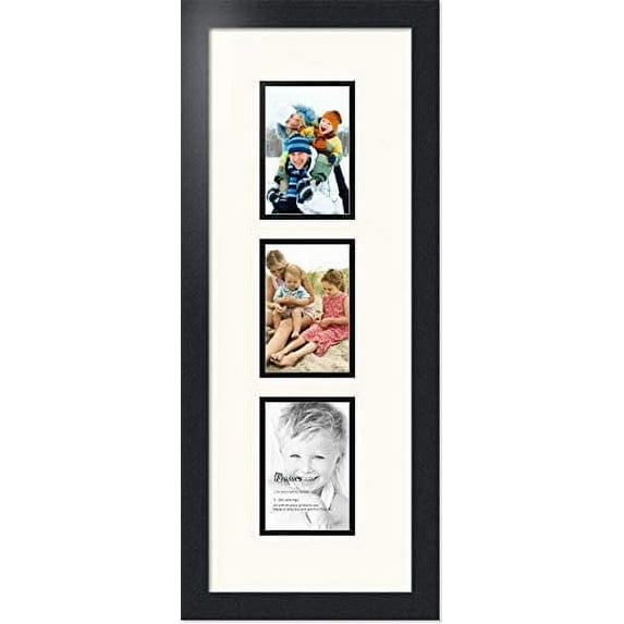 Double-Multimat-137-824/89-FRBW26079 Collage Pho Frame Double Mat With 3 - 4X6 Openings And Black Frame