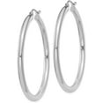 thumbnail image 2 of 10K White Gold Polished 3mm Tube Hoop Earrings - 40mm, 2 of 6
