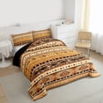 thumbnail image 3 of jejeloiu Vintage Geometric Rhombus Full Size Comforter Sets,Orange Black Bedding Sets For Men Women Reversible 3 Pieces, 3 of 8