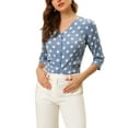 thumbnail image 5 of Allegra K Women's Polka Dots 3/4 Sleeve Casual Button Front Blouse Top, 5 of 7