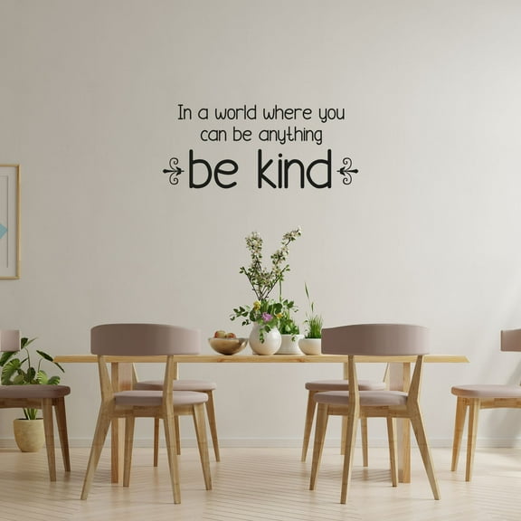 In A World Where You Can Be Anything, Be Kind - Life Reminder Quote Reading Vinyl Design Wall Sticker Art Decal Boy Girl Kid Bedroom Nursery Kinder Home Decor Stickers Decoration Size (14x20 inch)