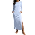 thumbnail image 1 of Elvqul Robe d'Été pour Femmes Sans Manches Formelle Unie à Enfiler Col Ras du Cou Robe Maxi pour Adolescentes Bleu Pâle, 1 of 6