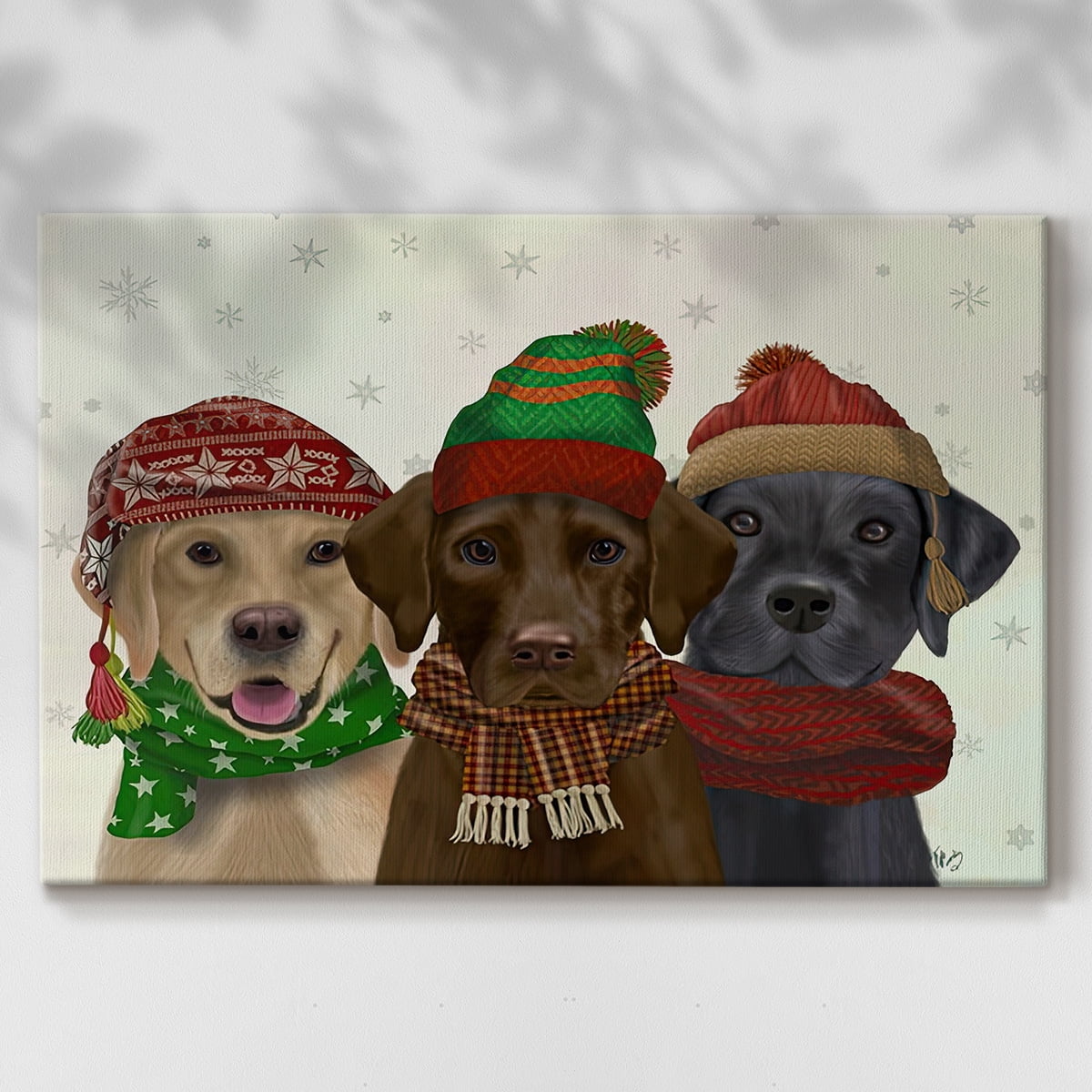 Christmas 3 Winter Labs- Gallery Wrapped Canvas