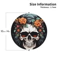 thumbnail image 2 of Pofeuu Flower Horn Skull Print Coasters for Drinks, 4Pack PU Leather Coasters, Bar Drink Coasters for Tabletop Protection, Furniture from Damage-Round Shape, 2 of 6
