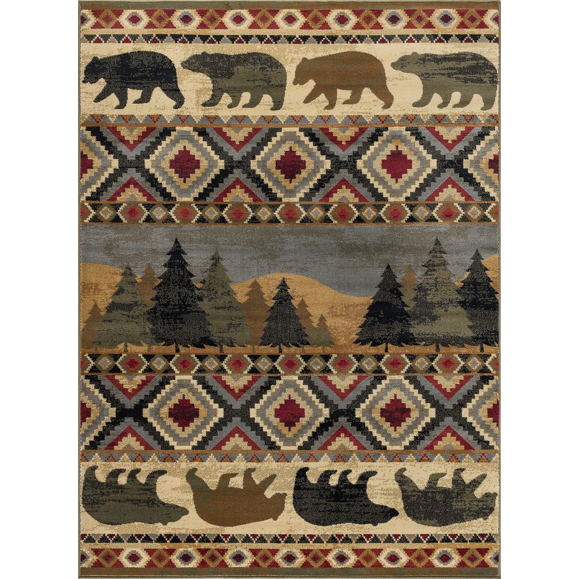 Alise Rugs Natural Lodge Novelty Lodge Area Rug