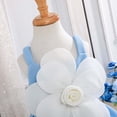 thumbnail image 6 of Girls Princess Dress with 3D Flower Sleeveless Formal Party Gown Easter Wedding Birthday Cute Short Dress (6 Years, Blue), 6 of 8