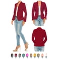 thumbnail image 7 of Women's Casual Solid Office Work Wear Long Sleeve Fitted Open Front Blazer Jacket, 7 of 7