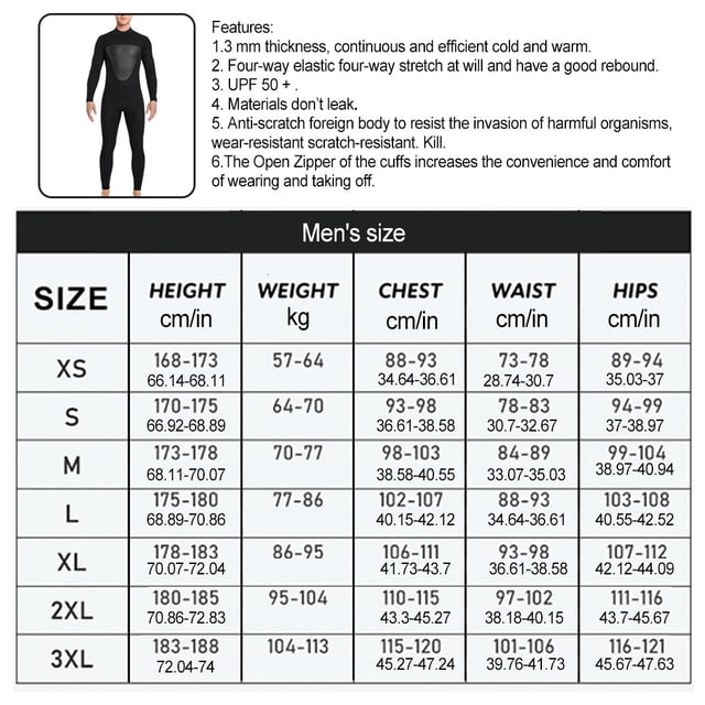 Combinaison de Plongée Haute Efficacité Anti-Froid Maillots de Bain Confortables Écran Solaire Puissant Réduire la Résistance à l'Eau Combinaison Classique Col Rond Homme Noir P